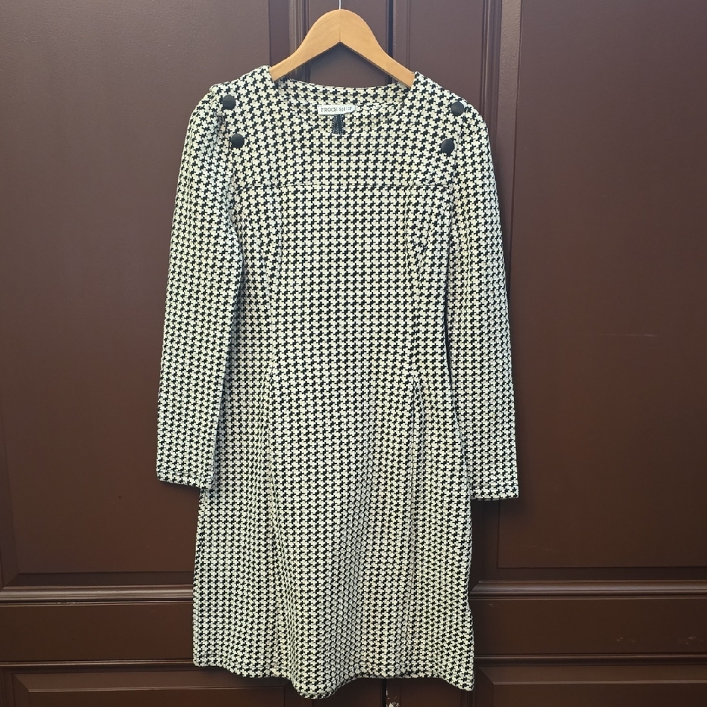 Frockshop Chic Houndstooth Black and White Dress Sz L